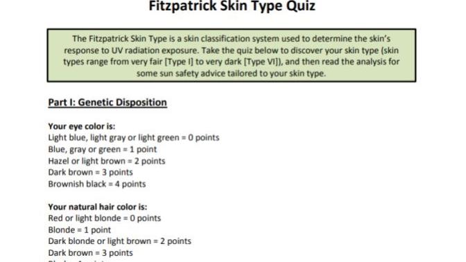 What's your skin type? Ever heard of the Fitzpatrick skin typing scale?