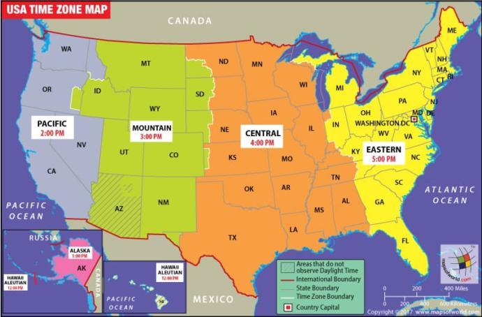 When is Arizona on Pacific Standard Time?