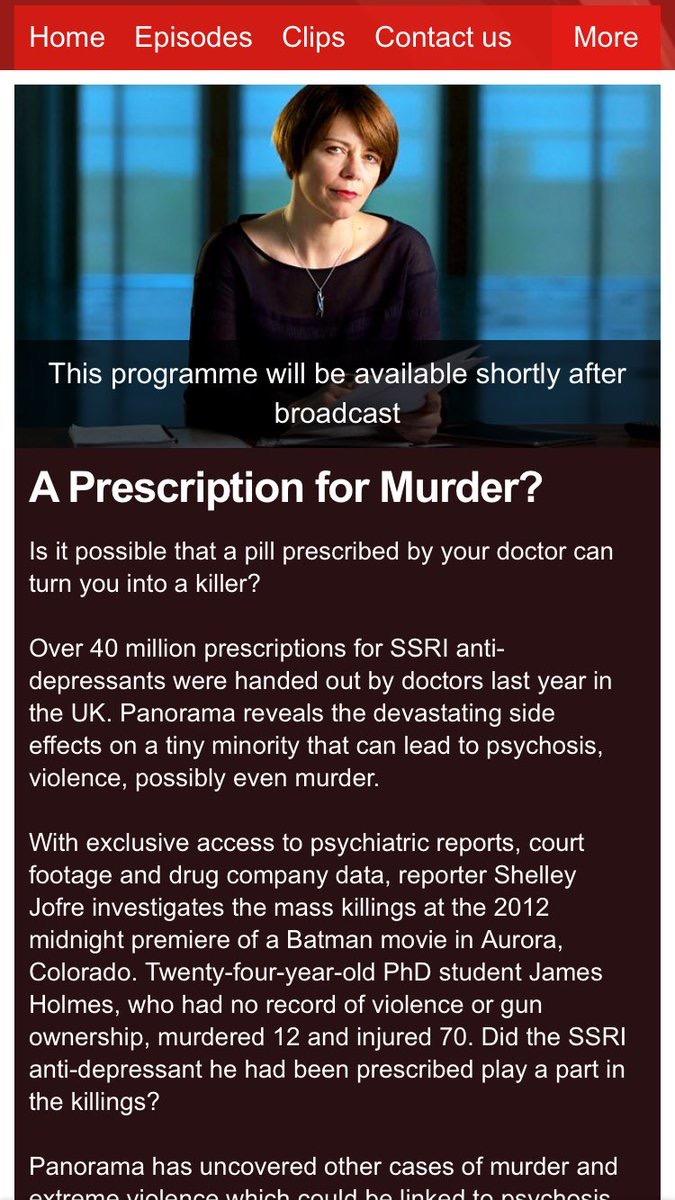 Mass shootings. Do you believe the number 1 cause of mass shootings in America is prescribed Anti-depressants?