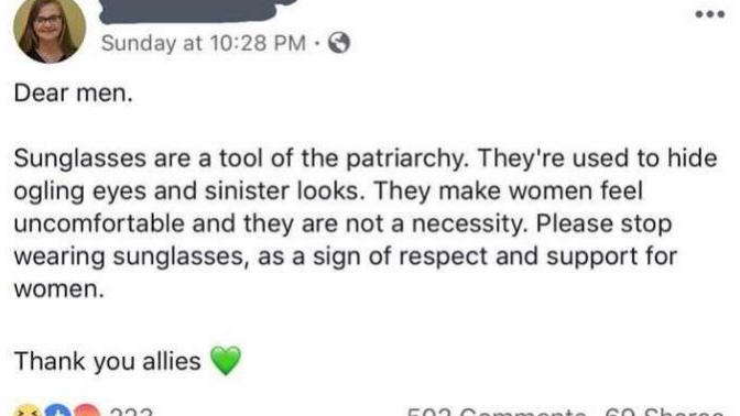 Are sunglasses a tool of the patriarchy?