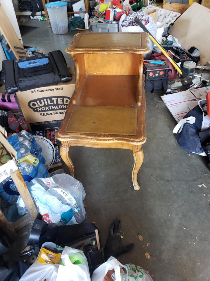 Restoring an antique end table for my girlfriend, need advice/what looks better?