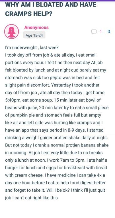 Why does my stomach feel bloated and have cramps?