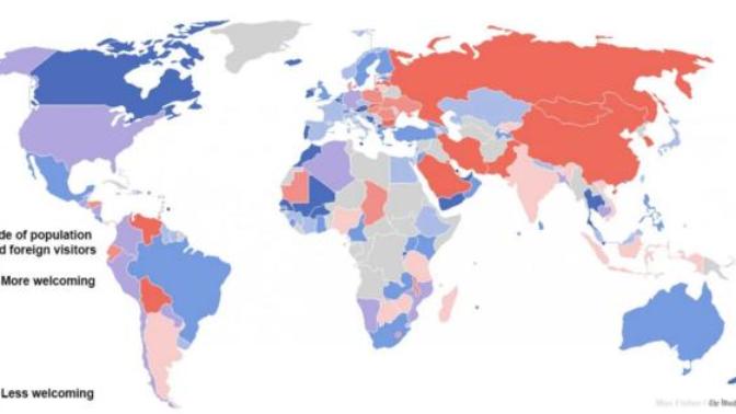 Which countries are the most/least welcoming towards foreign visitors?