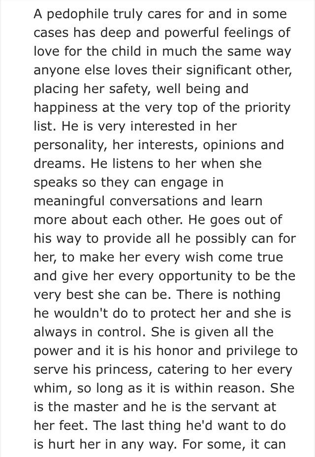 What do you think of this post of deviantart that’s supporting pedophilia?