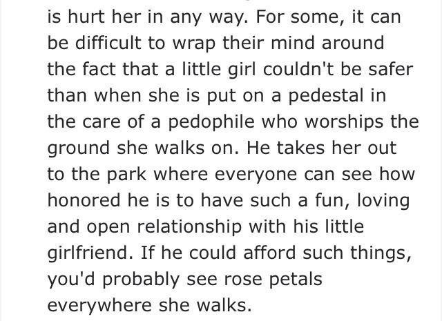 What do you think of this post of deviantart that’s supporting pedophilia?