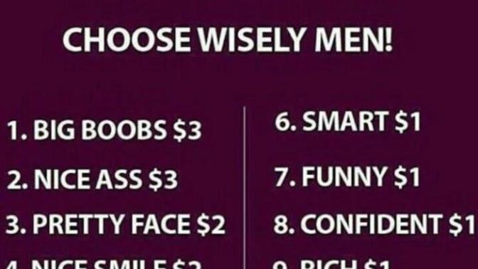 Men, you have $5 to create your ideal women. What would you pick?