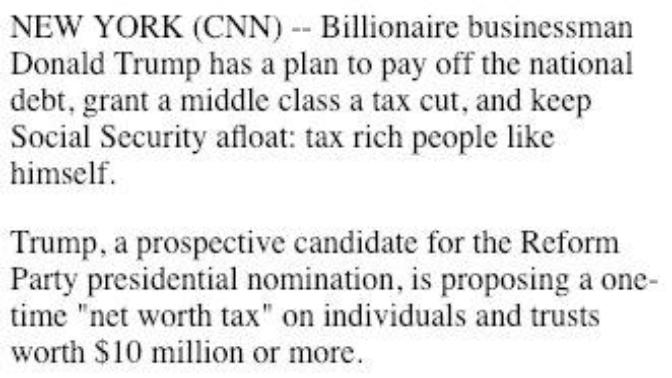 What do you think of Trump's plan to tax individuals and trusts worth of more than $10M?