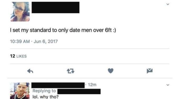 Why do guys get butt hurt about women's height standards?