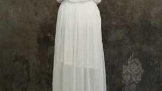 What is the design's difference between white onepiece dress and wedding dress?