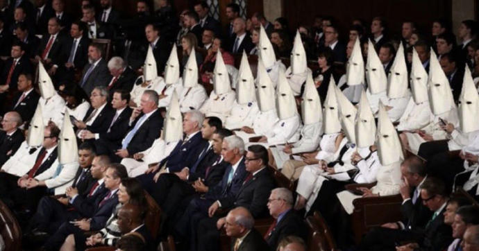 Does the Democrats wearing white at the SOTU hark back to their KKK days of using racial politicking?