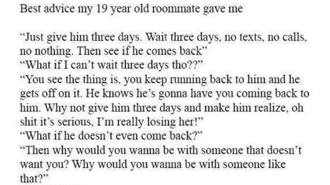 How do you feel about the 3 day no contact rule after breaking up?