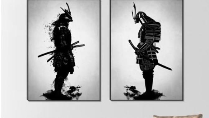 Does it make me an unstable if I decorate my living room with samurai frames in one side and city scape in another?