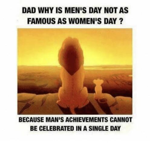 Why isn't Men's day celebrated as much as Women's Day?