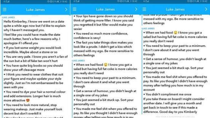 Tinder date sends woman list of improvements after first date. Opinions?