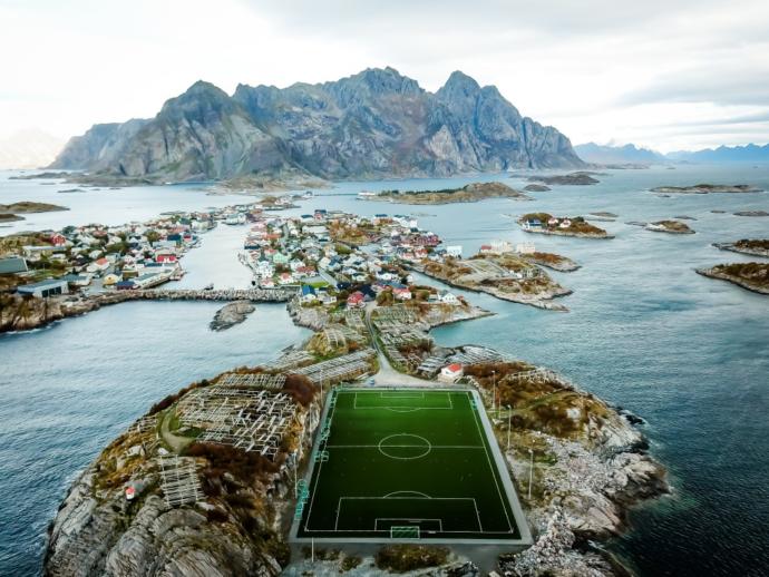 Would you travel to this island in the Norwegian archipelago of Lofoten to watch a soccer match?