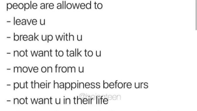 Do you think its fair for people to leave you and put their happiness before yours?