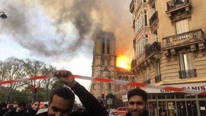 Why were muslims laughing as Notre dame burned?