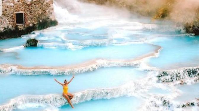 Do you want to take a thermal bath-- heated by a dormant volcano-- in Tuscany, Italy?