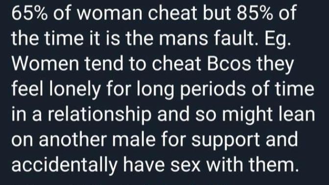 Is this why us guys cheat on girls?