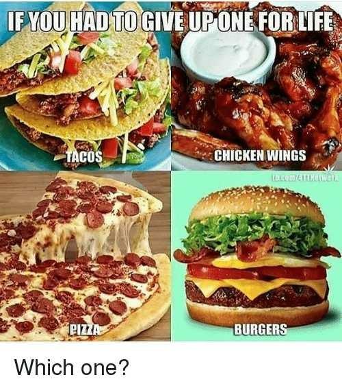 If you had to give up one of these foods for life which would you choose?