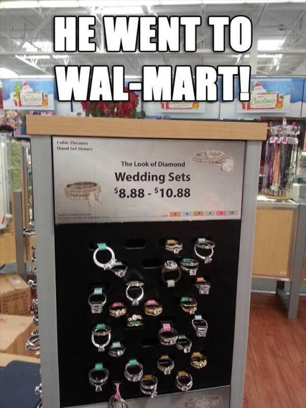 How would you feel if your partner bought you a $10 engagement ring from Walmart?