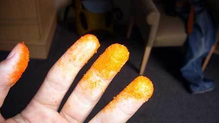 To get rid of food on your hands do you lick it off, use a napkin only or licking it off using a napkin after?