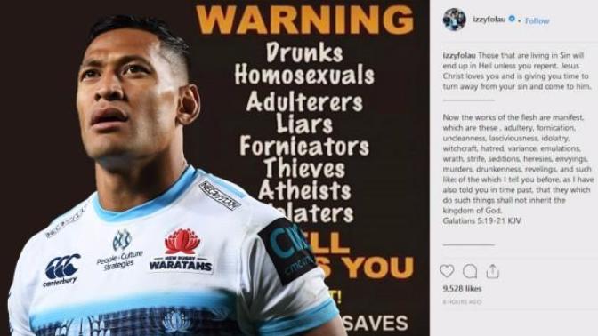 Rugby player fired from team because of anti-gay posts on social media. Do you agree with this?