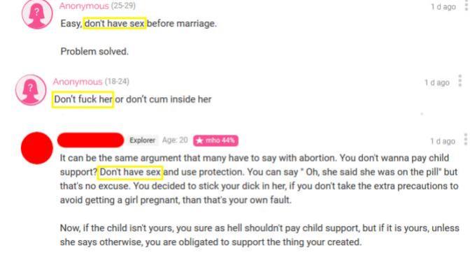 What makes women say men have to become more sexually conservative if they dont want to risk paying child support?