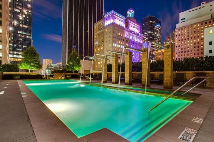 My building in Dallas, TX. This is the pool area which is open all night.