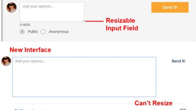 Site Update: No Resizable Input Field?