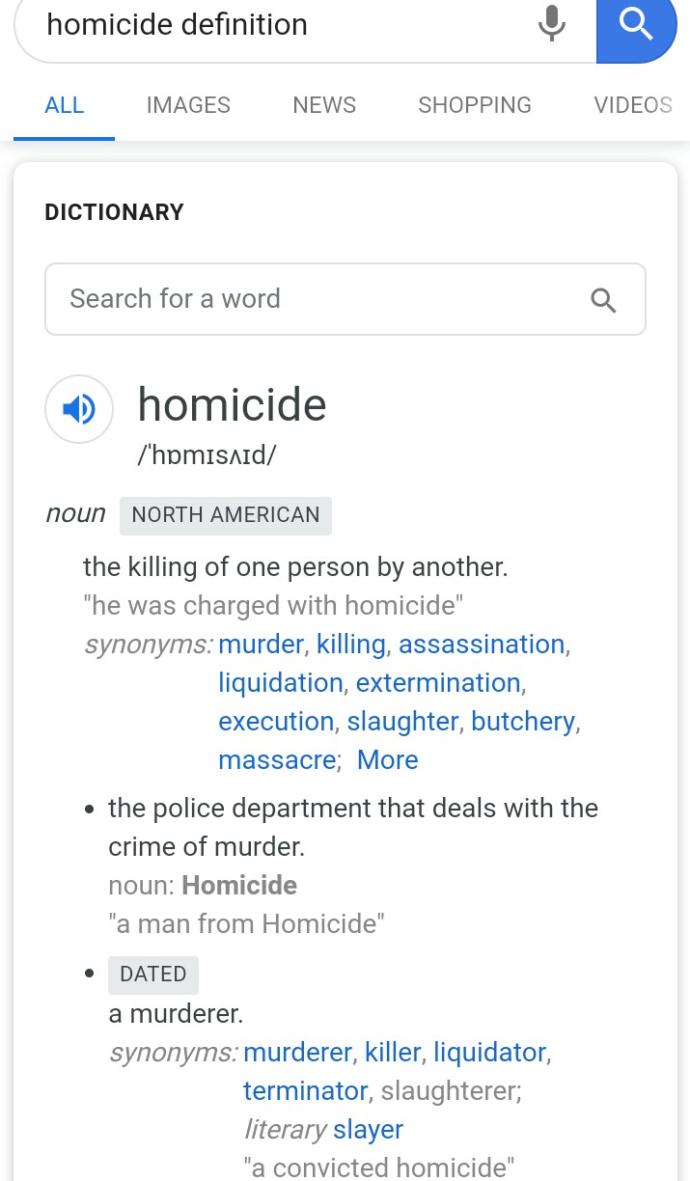 A girl told me homicide means to kill a person who is not yourself. Is what that girl said to me correct or incorrect?