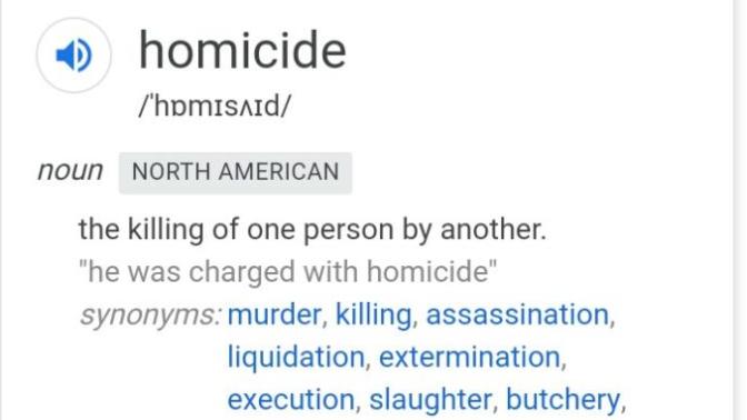 A girl told me homicide means to kill a person who is not yourself. Is what that girl said to me correct or incorrect?