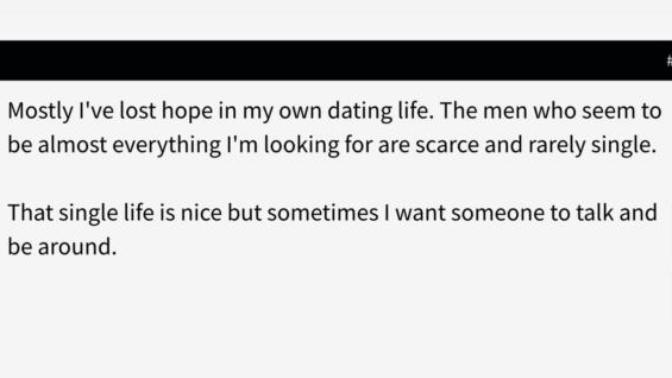 People with high standards if you can’t find someone that meets those high standards are you okay with being single forever?