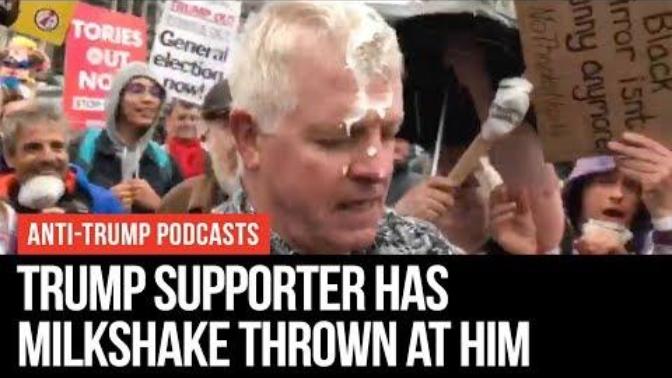 English Trump fan gets milkshake thrown at him. Why is this behaviour acceptable?