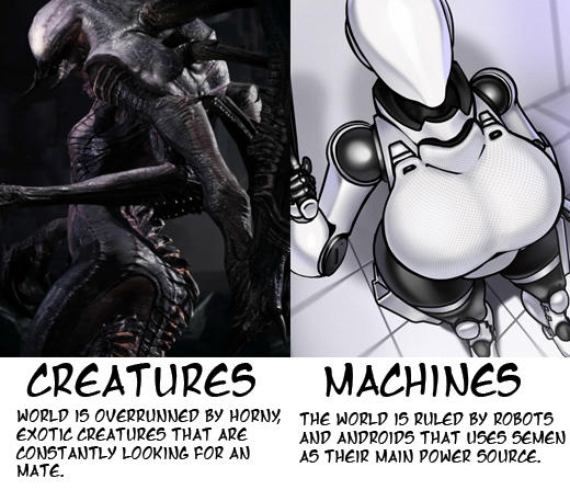 Men would you rather run from mate hungry female creatures or be enslaved by female sex robots?