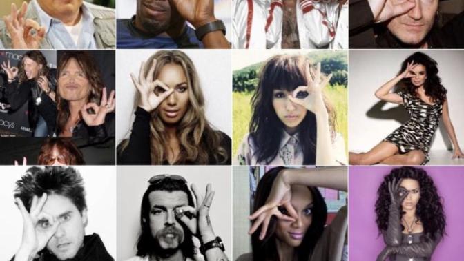 Why do so many celebrities take pictures with three fingers over one eye? What’s it mean?