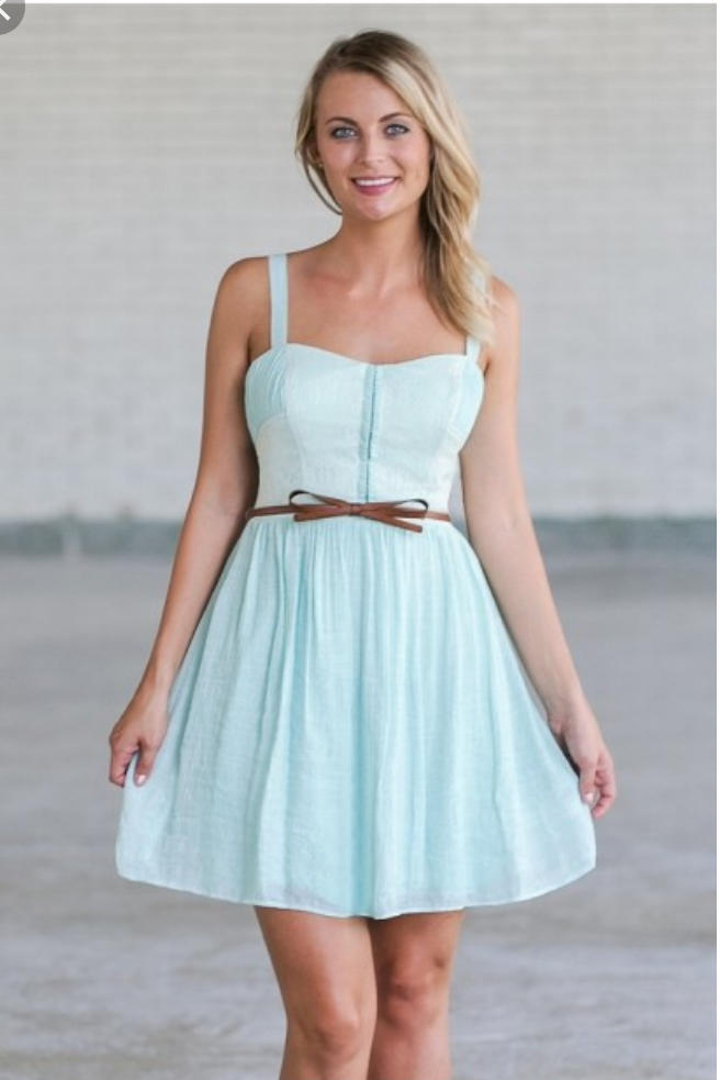 Which dress looks nice? Pink or blue?