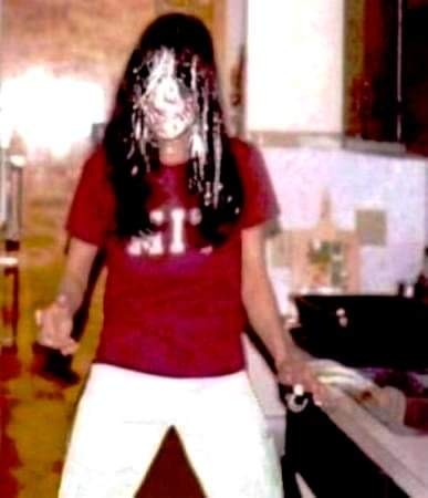 My girlfriend enjoying her pie in the face