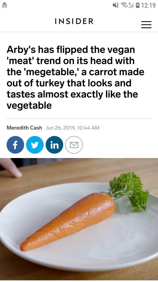 The 'marrot' is a type of 'megetable' being released by Arby's. Will you try it?