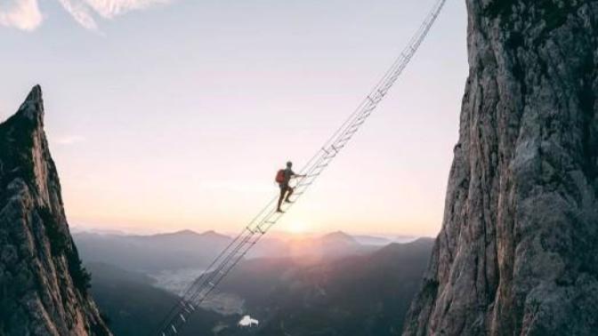 Would you climb this 40m Sky Ladde between two mountains in Austria?