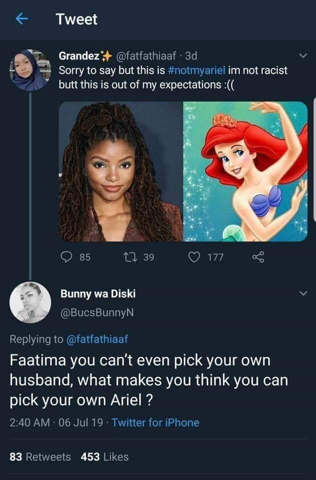 What do you think of the little mermaid being played by a black actress?