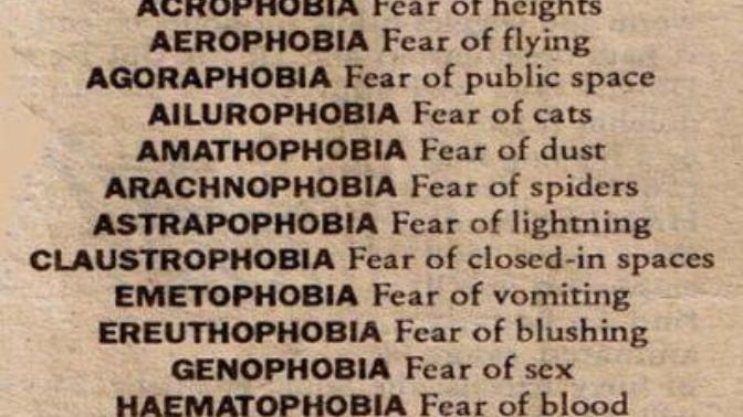 What phobias (fears) do you have? How badly do you have them: mild, moderate, or severe?