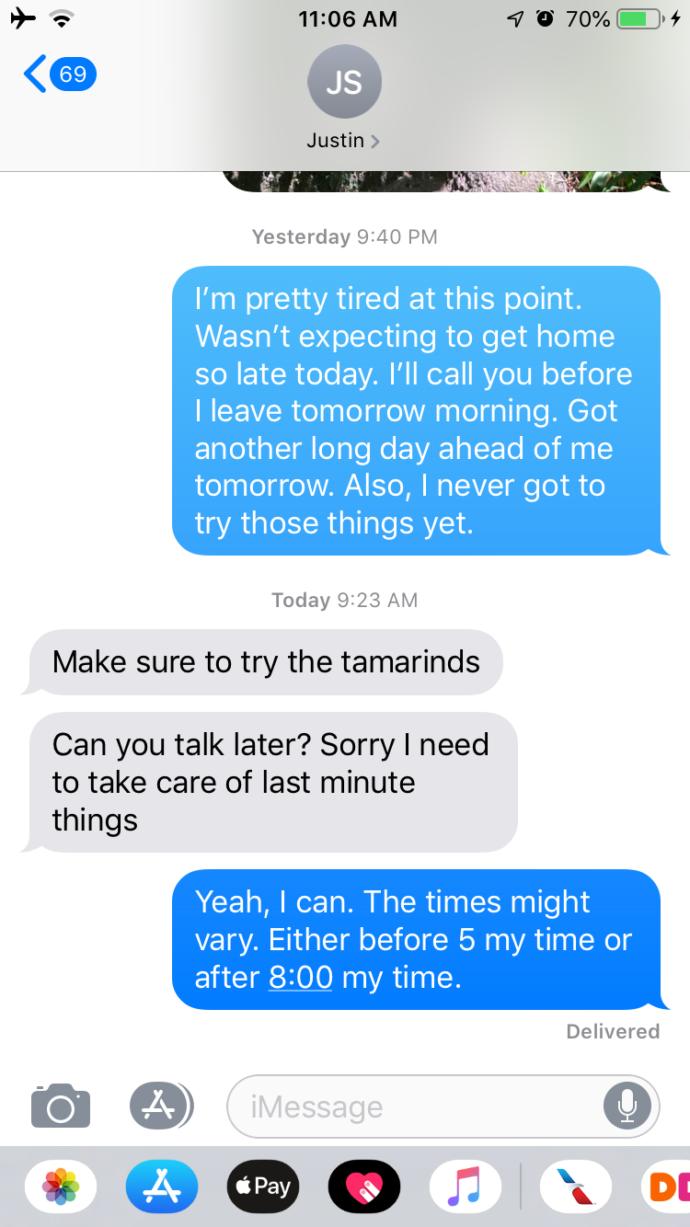What does it mean when a guy asks, “Can you talk later?” or “Call me when you can for a min”?