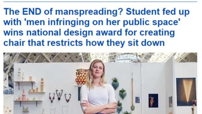 Woman wins National Design Award for chairs forcing men to close their legs, and women to spread their legs. Thoughts?
