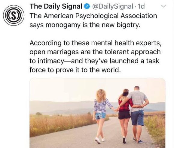American Psychological Association says monogamy is the new bigotry, launched task force to generate public interest into open relationships, thought?
