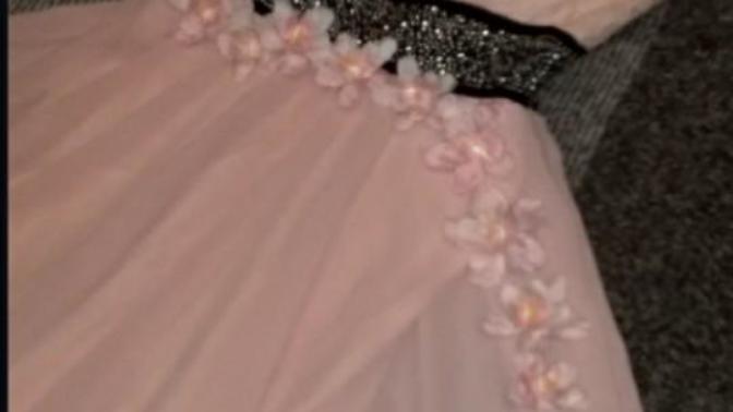 My own dress/designs. Realistic roses with Crystal pearlsNice or over?