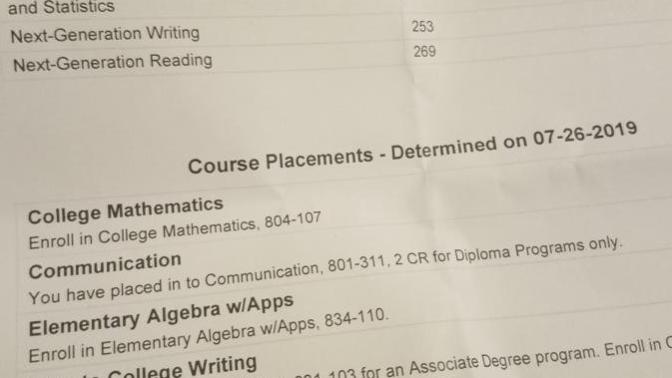 Are these good placement scores on the accuplacer test?