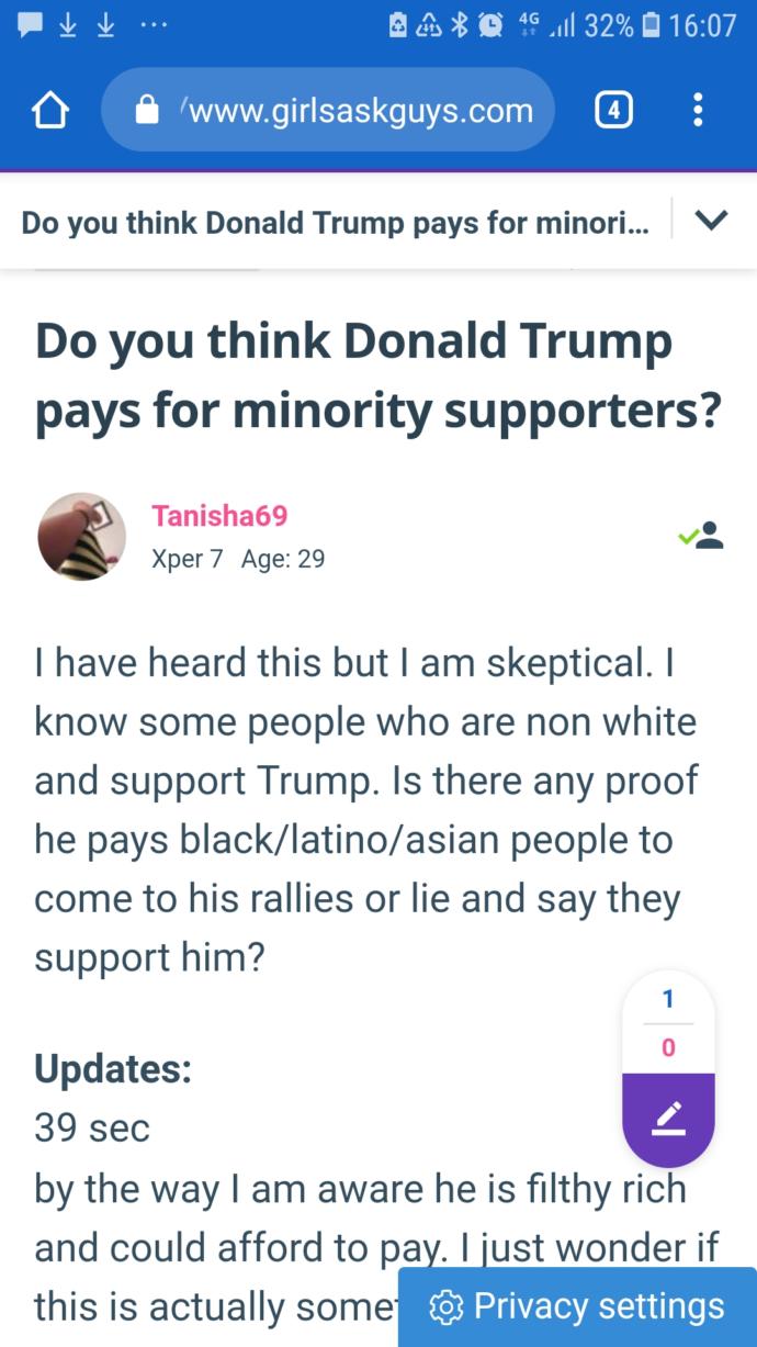What is your answer to this question? Do you think Donald Trumppays for minority support?