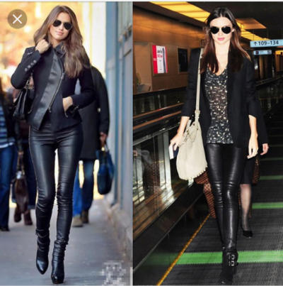 girls wearing leather pants