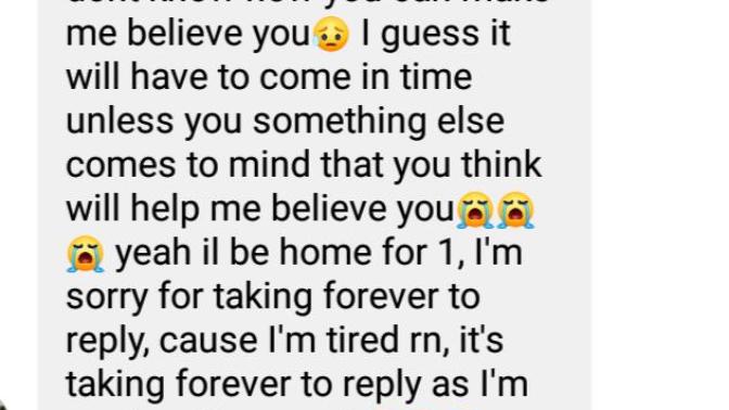 Opinons!!! I call him cute but he doesn't believe me and what he mean by "will have to come in time" what does he mean?